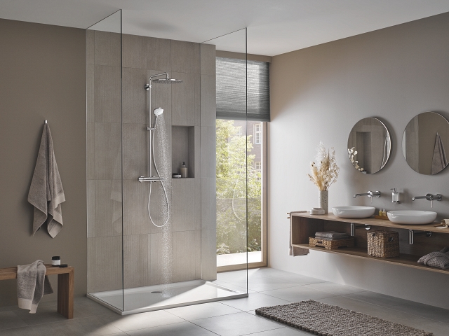 sistema doccia con termostato - soffione doccia 310 mm - getto purerain