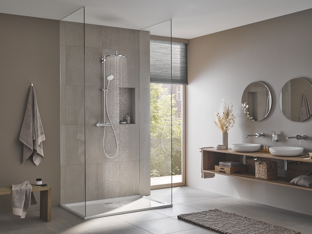sistema doccia con termostato - soffione doccia 310 mm - getto purerain