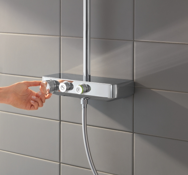 sistema doccia con termostato - soffione doccia 3 getti - 260 mm