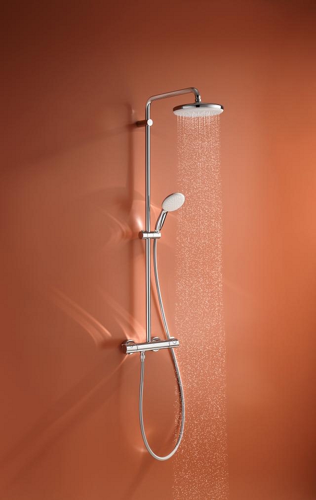 sistema doccia con termostato - soffione 210 mm - doccetta 1 getto