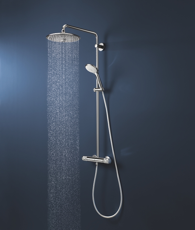 sistema doccia con termostato - soffione doccia 3 getti - 260 mm